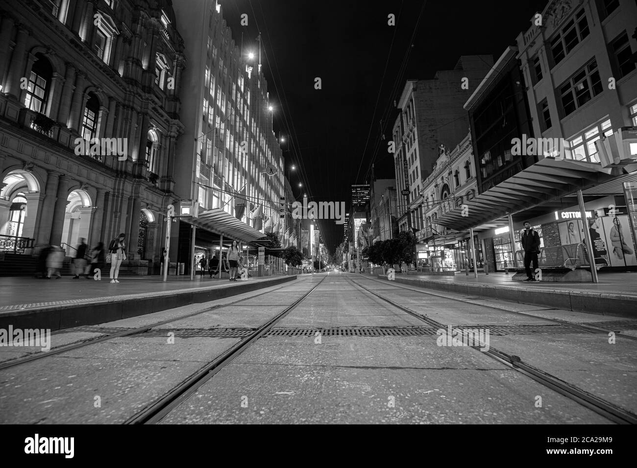 Melbourne Australia Covid-19 Lockdown. Melbournes leere Straßen während der Coronavirus-Pandemie 2020 . Stockfoto