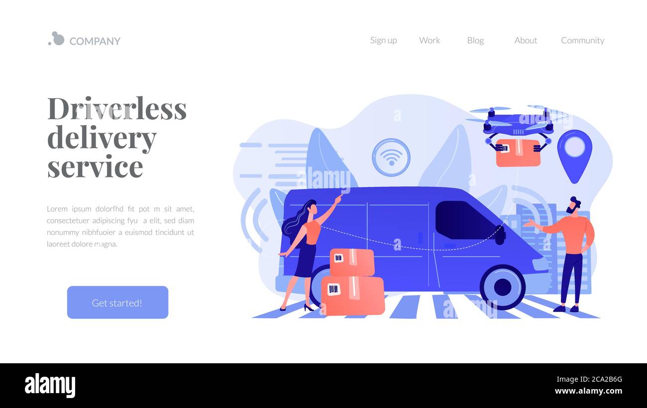 Autonome Kurierkonzept Landing Page. Stock Vektor