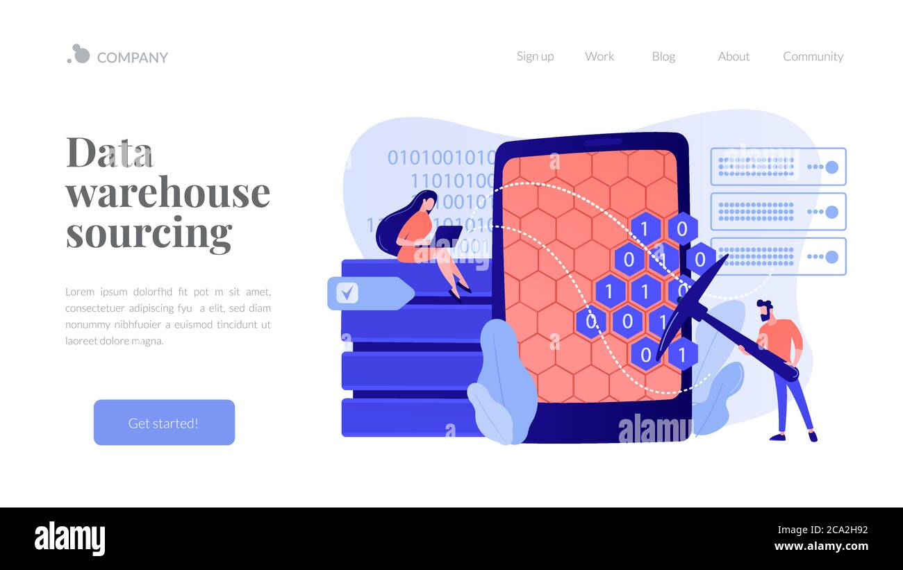 Landing Page für Data Mining Concept. Stock Vektor