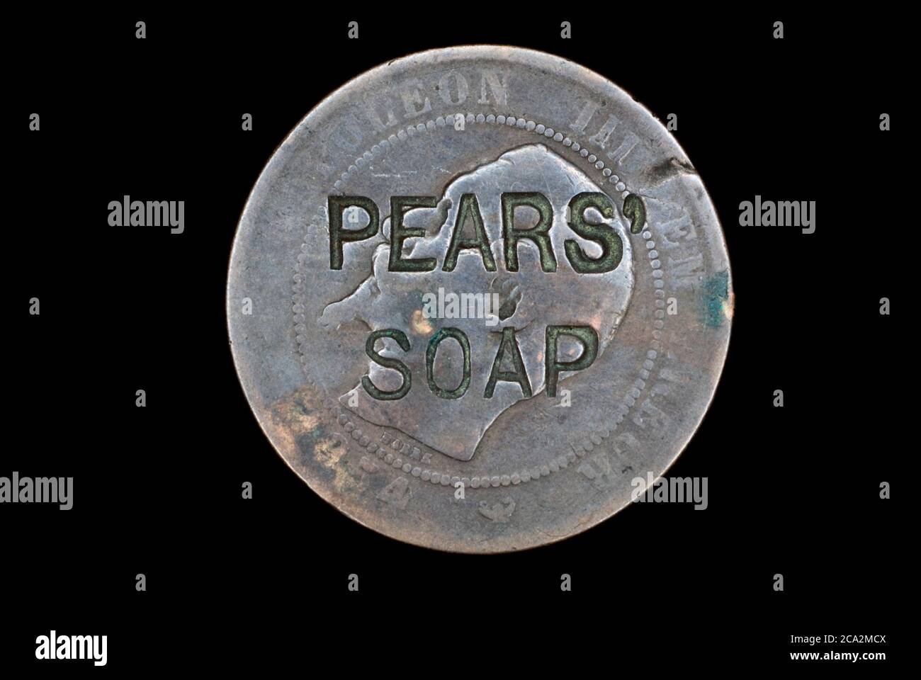 Birnen-Seife-Werbung-Token Stockfoto
