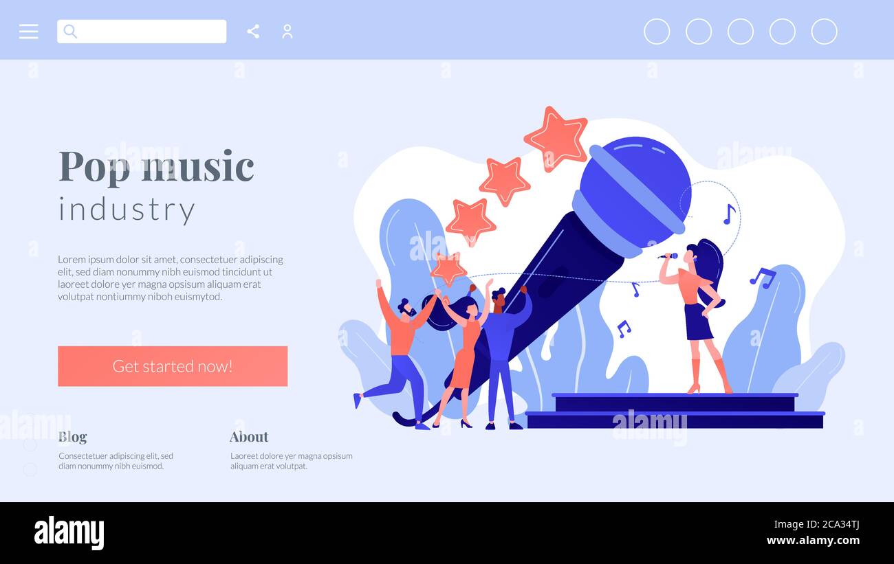 Zielseite für beliebte Musikkonzepte. Stock Vektor