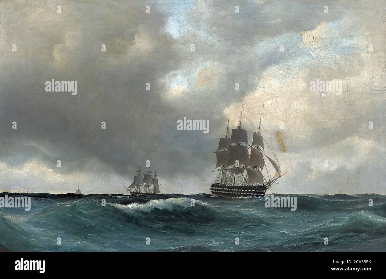 Melbye Wilhelm - Seascape mit dänischen Segelschiffen - Dänische Schule - 19. Und Anfang des 20. Jahrhunderts Stockfoto