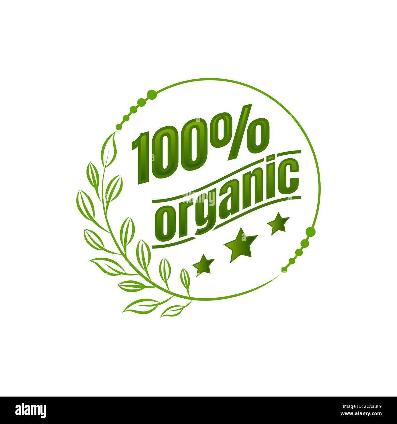 100% natürliche und organische Logo Vorlage Vektor Gesundheit Abzeichen Design Stock Vektor