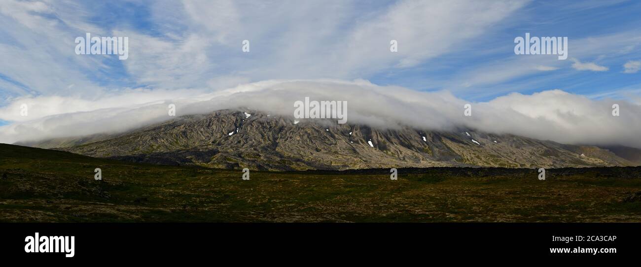 Panorama von Snaefellsjökull, Snaefellsjökull Nationalpark, Island Stockfoto