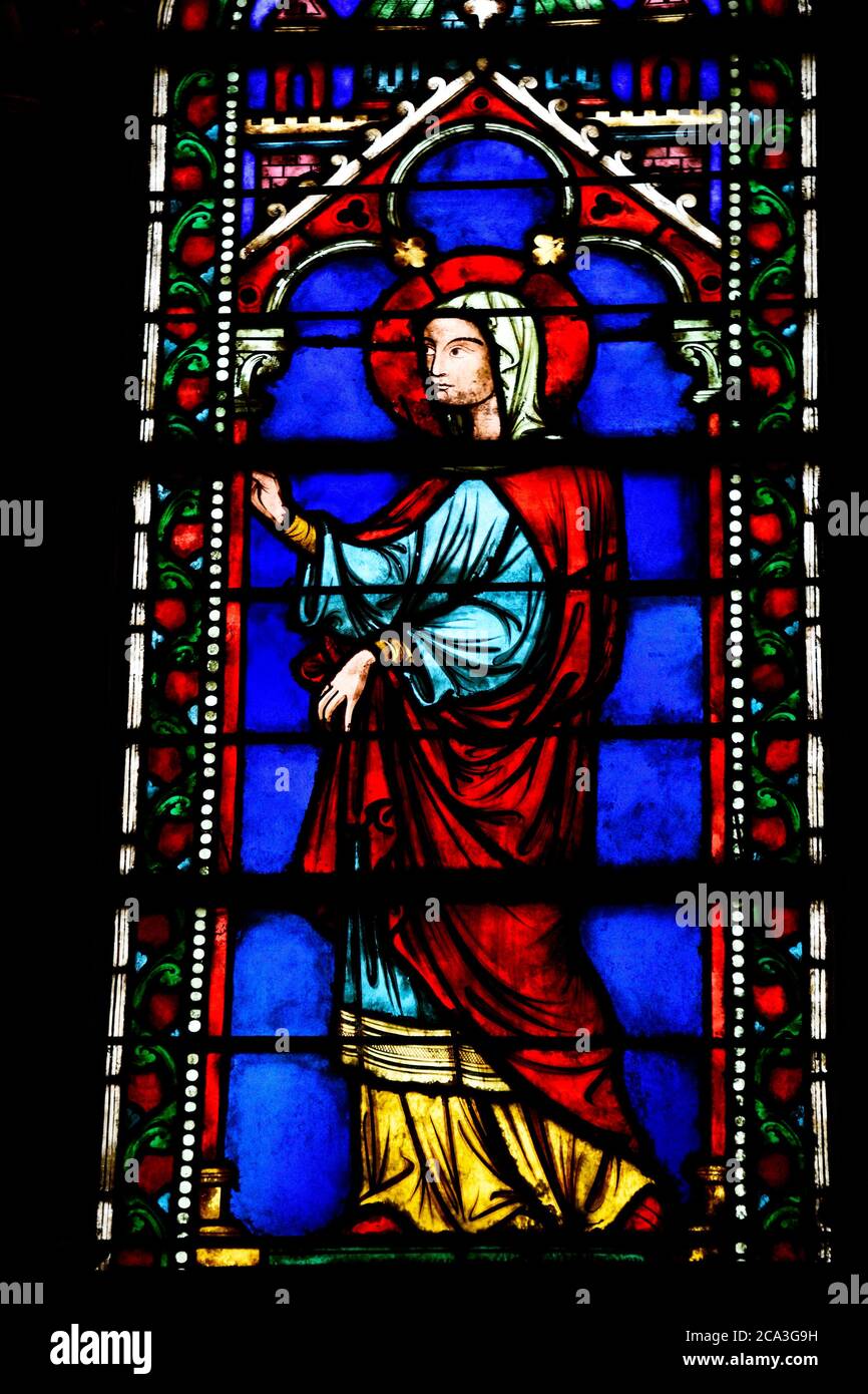 Buntglasfenster in Sainte Chapelle, Paris, Frankreich. Stockfoto
