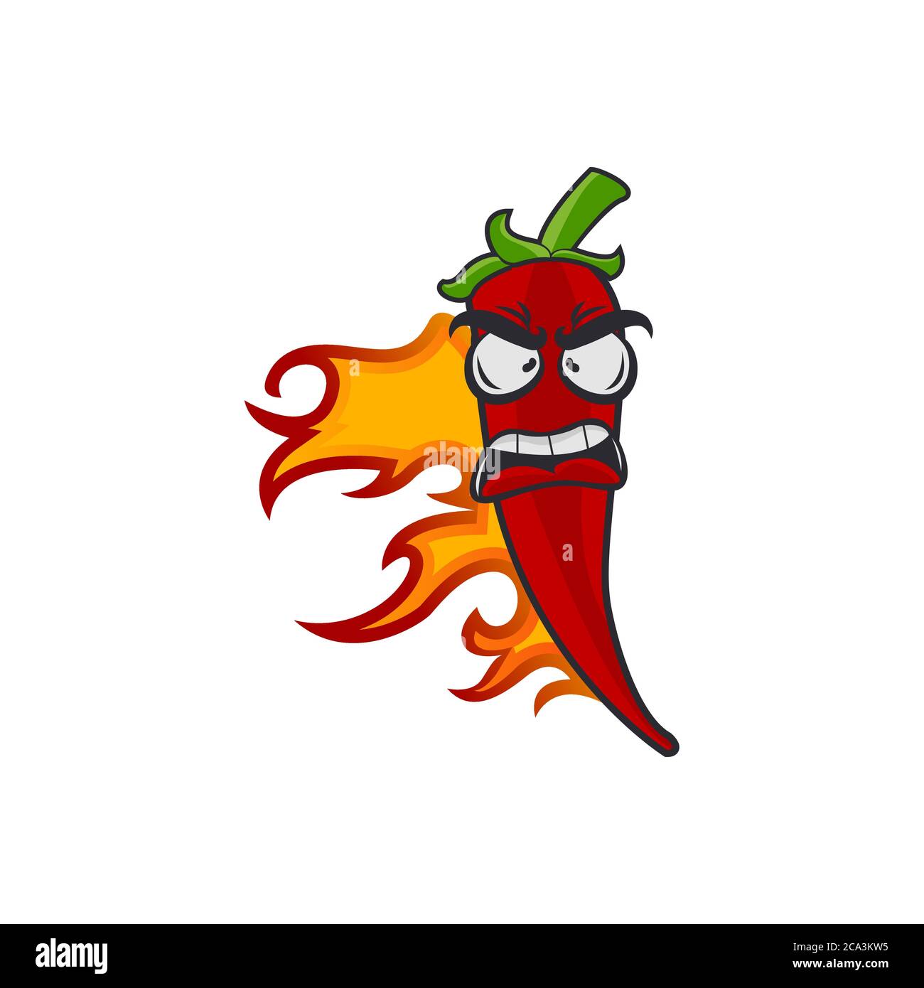 Rote Chili Pfeffer Cartoon Maskottchen Atmung Flammen Vektor Illustration Stock Vektor