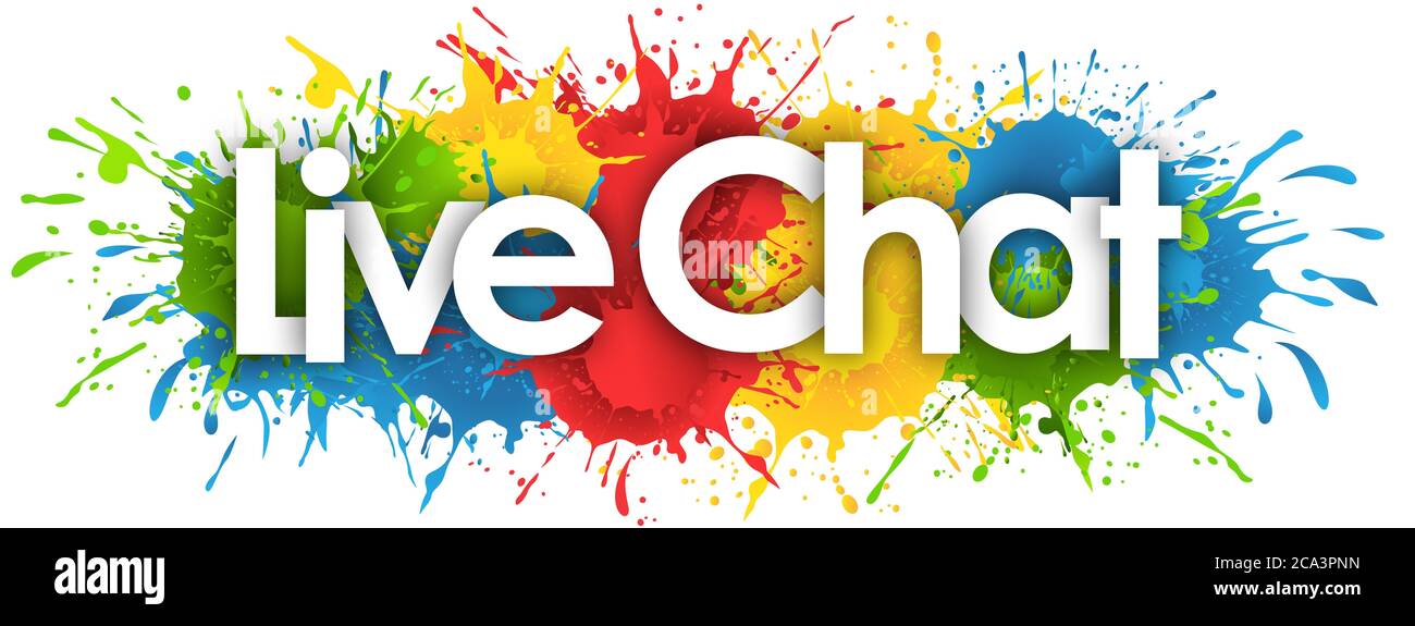 Live-Chat Wort im Splash-Hintergrund Stockfoto