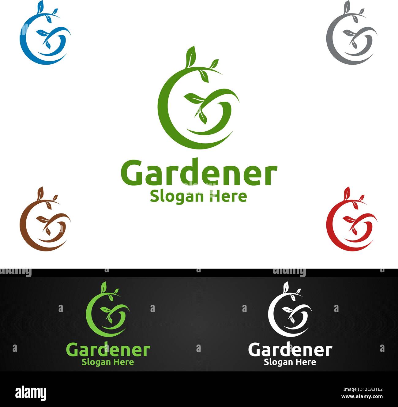 Gärtner Pflege Logo mit Green Garden Umwelt oder Botanische Landwirtschaft Design Stock Vektor