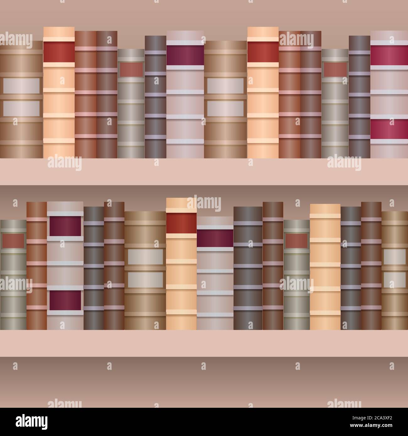 Nahtlose Grenze des Regals mit alten Büchern.realistische Bücher in Reihe getrennt vom Hintergrund Stock Vektor