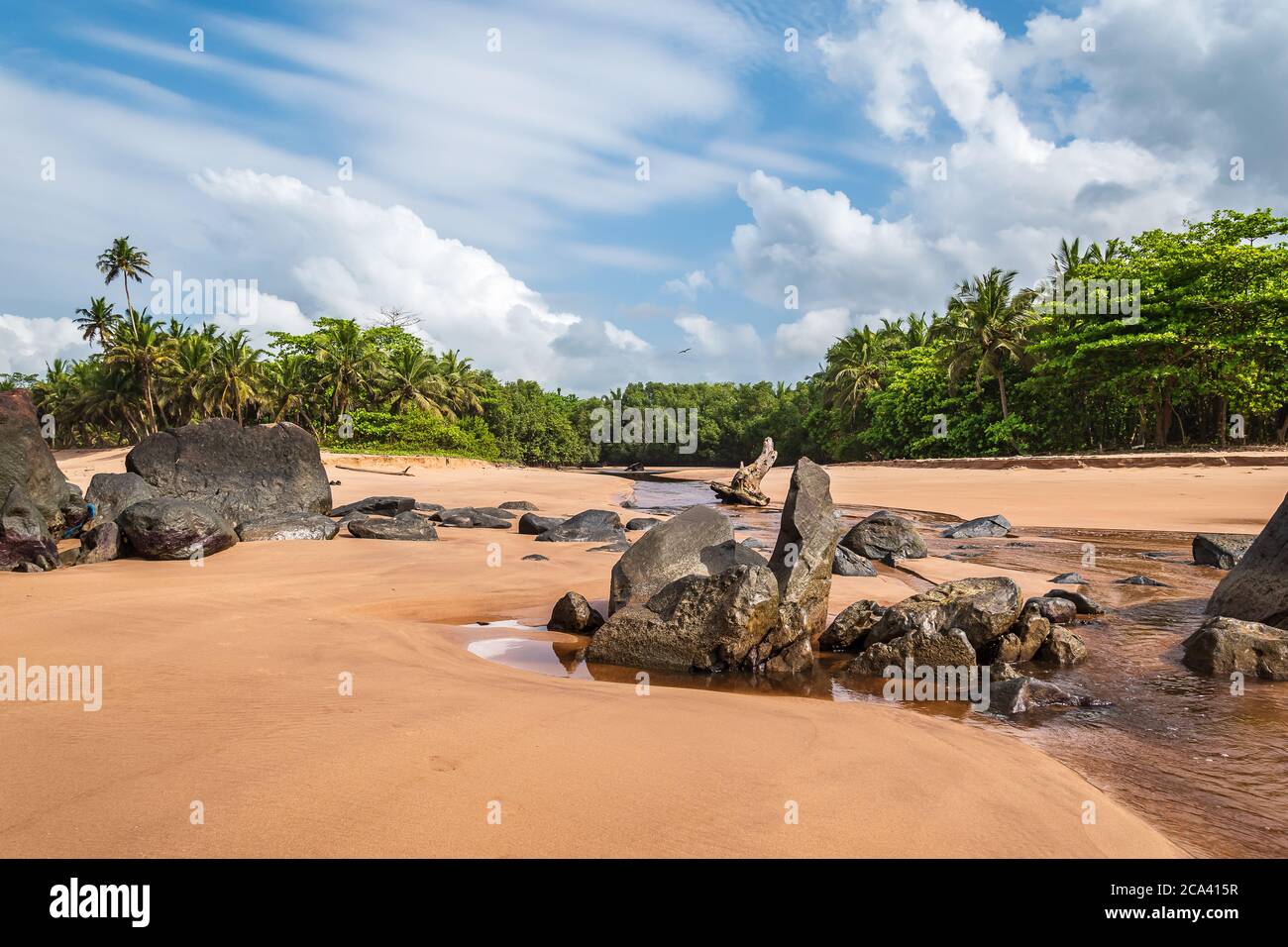 Lagune und Strand in Axim Ghana Westafrika Stockfoto