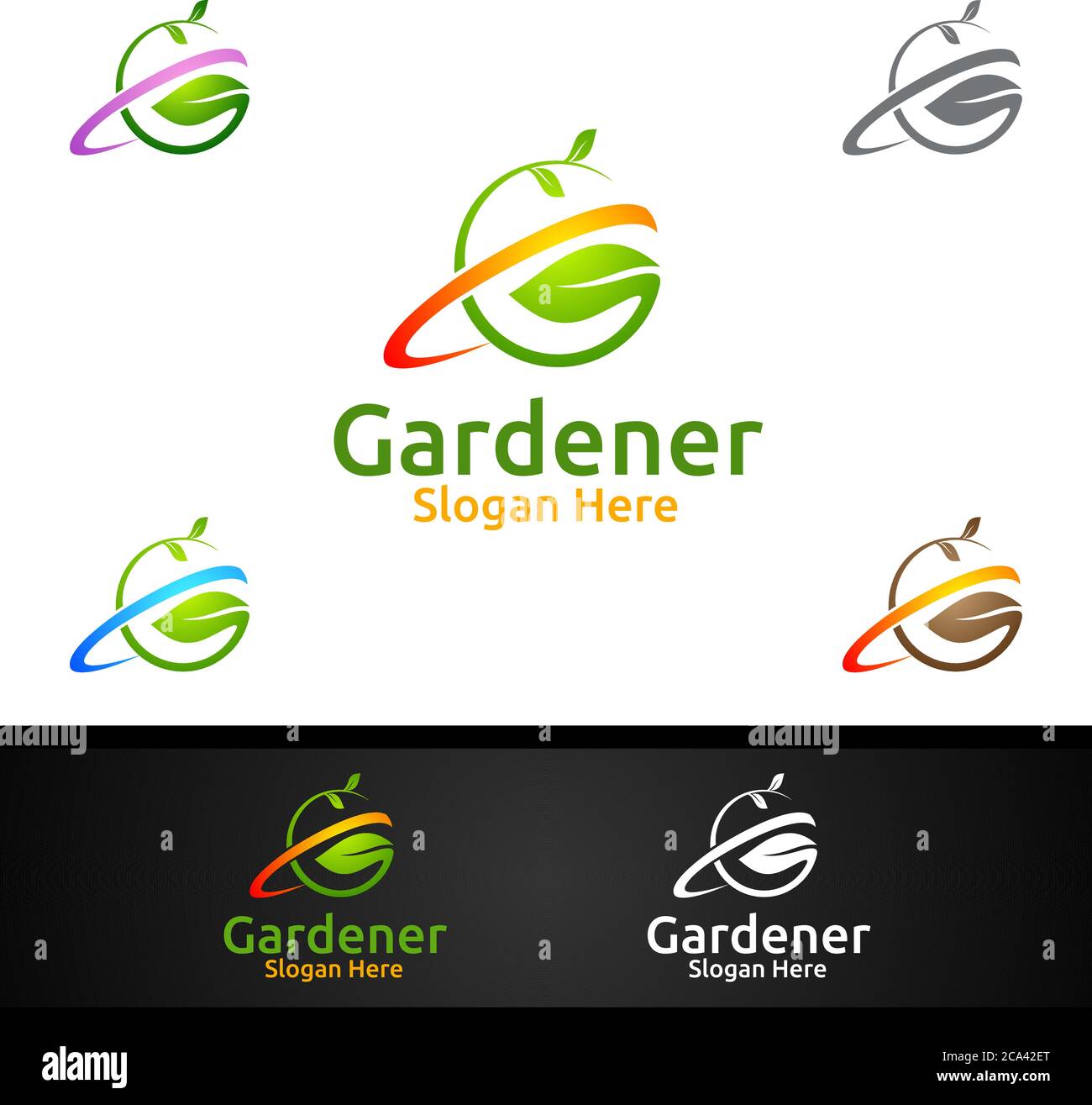 Gärtner Pflege Logo mit Green Garden Umwelt oder Botanische Landwirtschaft Design Stock Vektor
