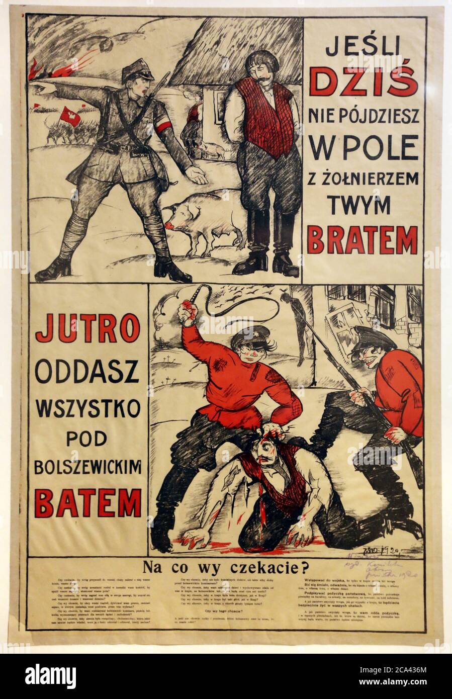 Das polnisch-sowjetische Kriegspropaganda-Plakat von 1920. Polnisches antikommunistisches Plakat. Künstler Jerzy Winiarz. Stockfoto