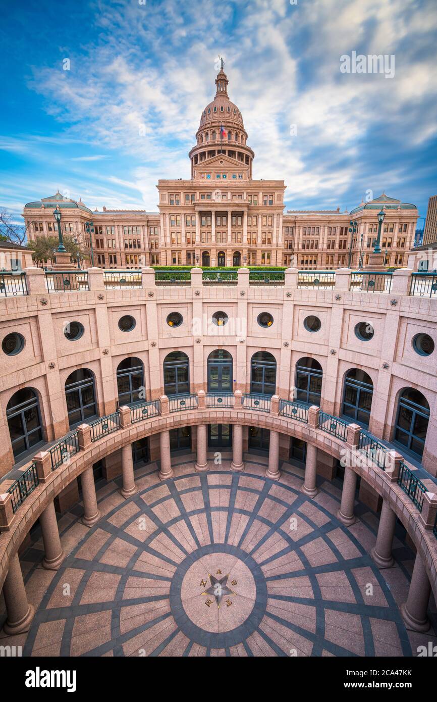 Austin, Texas, USA im Texas State Capitol in der Abenddämmerung. Stockfoto