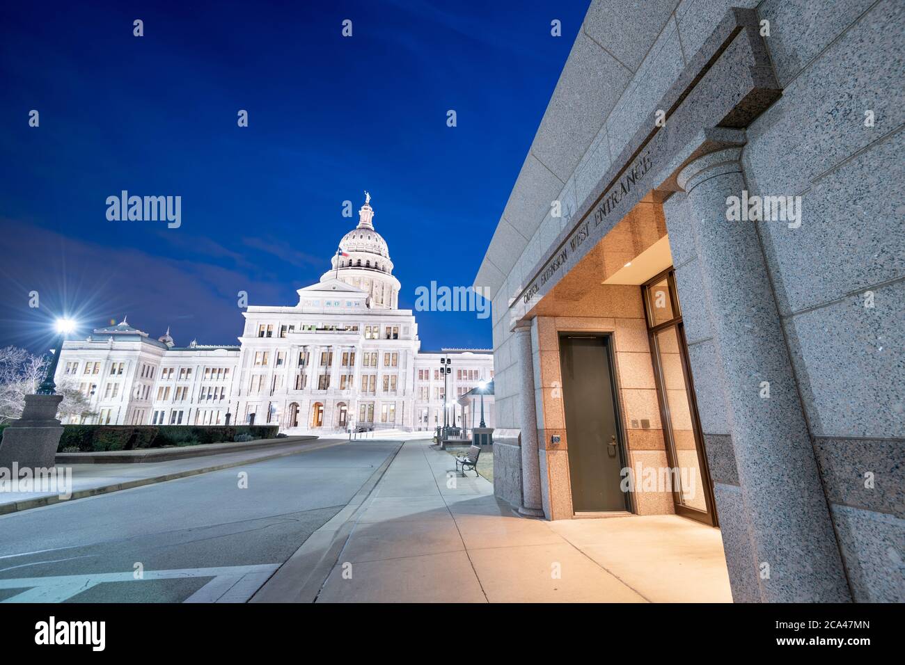 Austin, Texas, USA bei Nacht im Texas State Capitol. Stockfoto