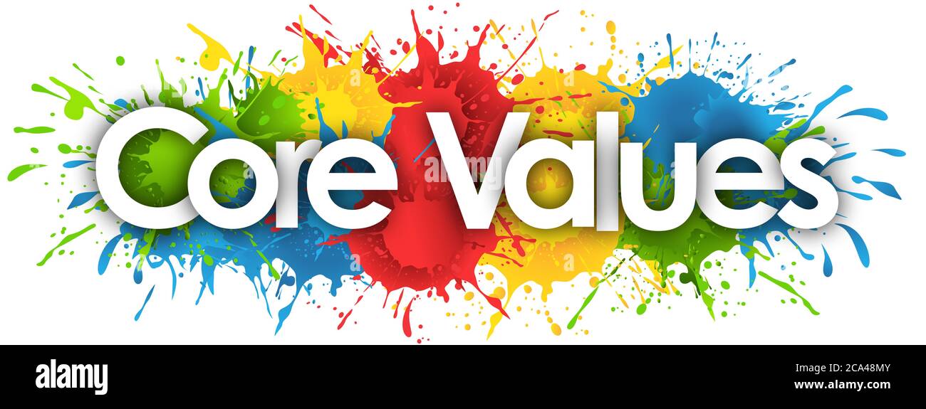 Kernwerte im Hintergrund von Splash Stockfoto