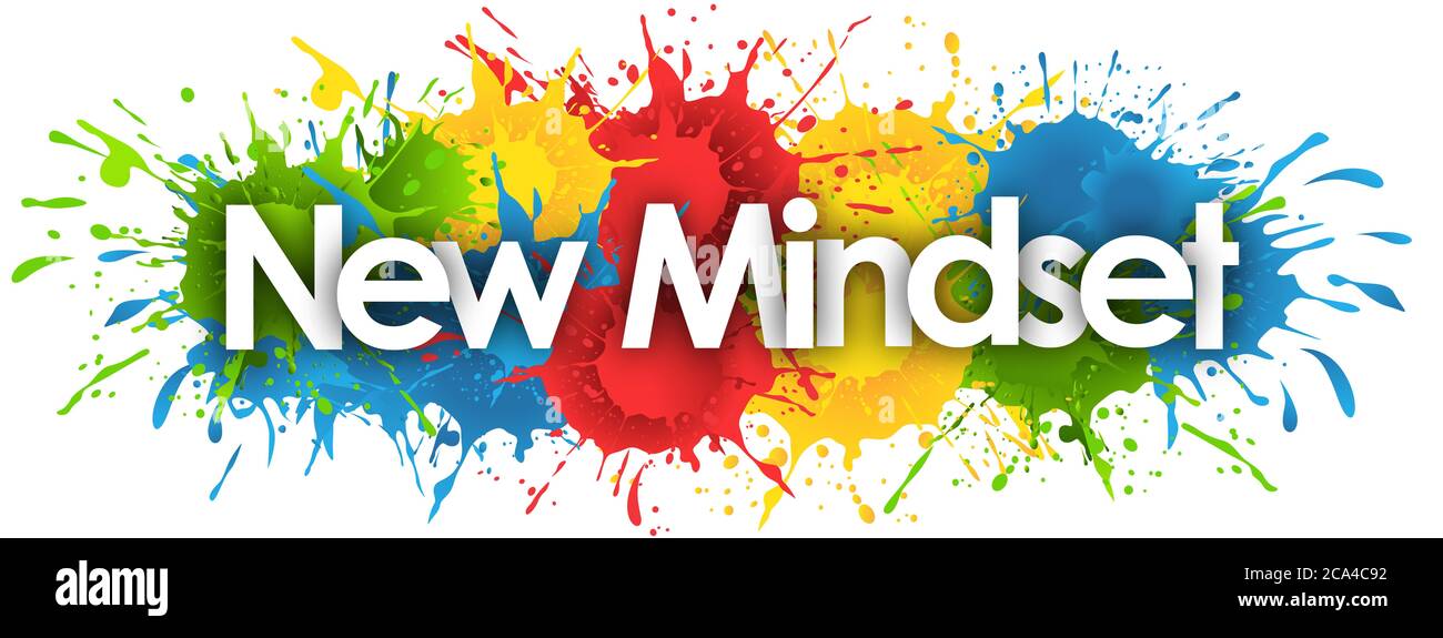 Neue Denkweise im Hintergrund von Splash Stockfoto