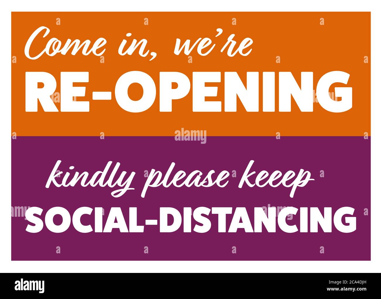 Wiedereröffnung Schild für Geschäfte, Restaurants und Geschäfte, wie die Lockdown-Regeln beginnen auf der ganzen Welt zu lockern. Stock Vektor
