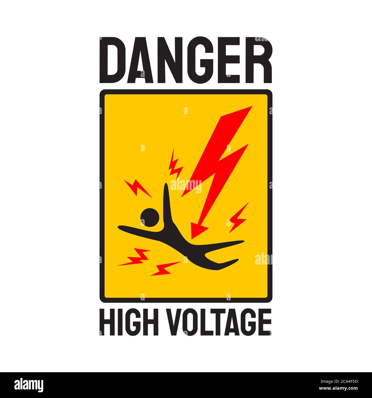 Gefahrensymbol Hochspannungssymbol Vektor Schädel. Lightning Elektrizität Warnung Vorlage Abbildung Stock Vektor