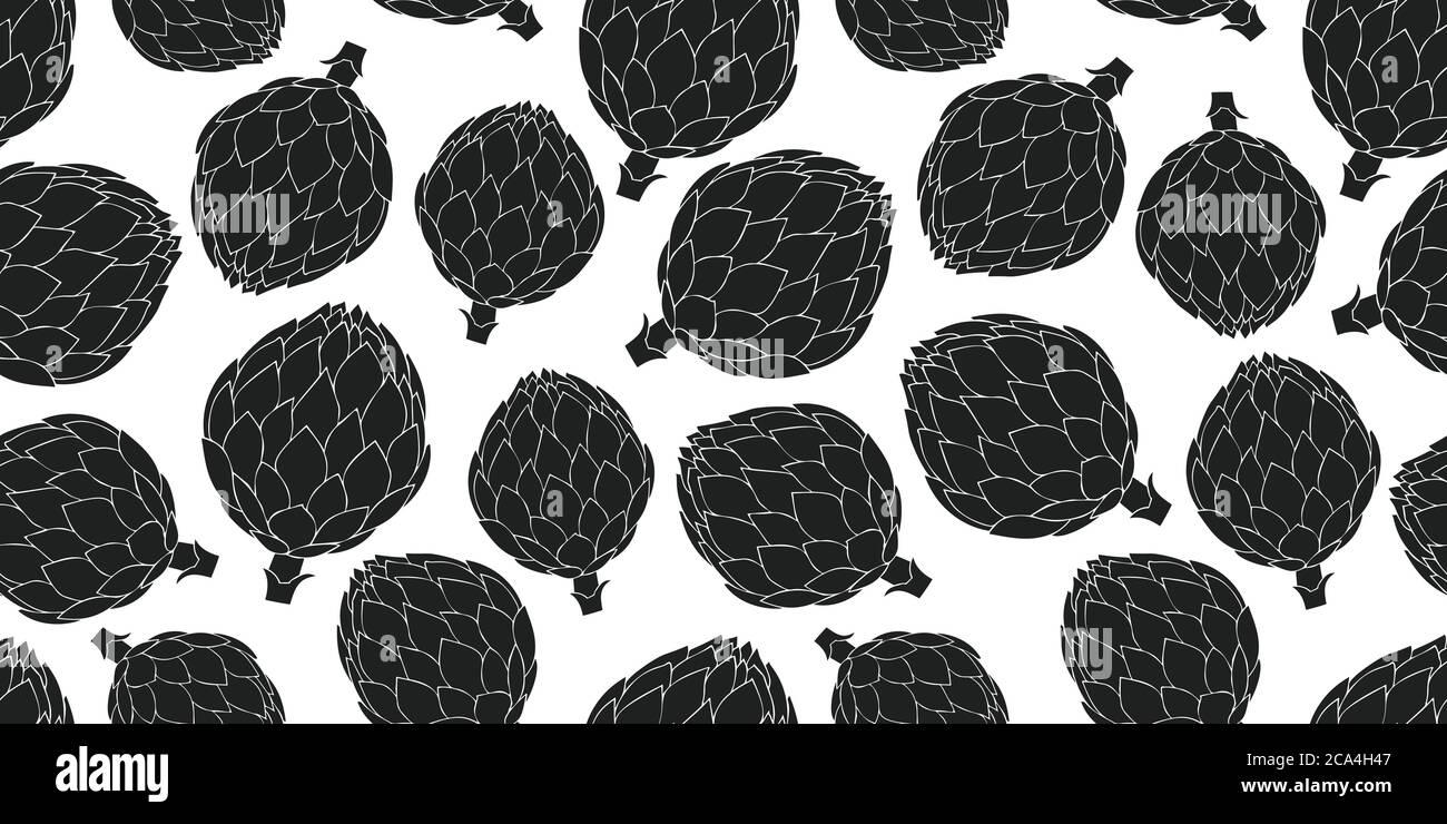 Hand gezeichnet Vektor Artischocke nahtlose Muster. Bio Cartoon frisches Gemüse Illustration. Niedliche Gemüse botanischen Hintergrund. Stock Vektor