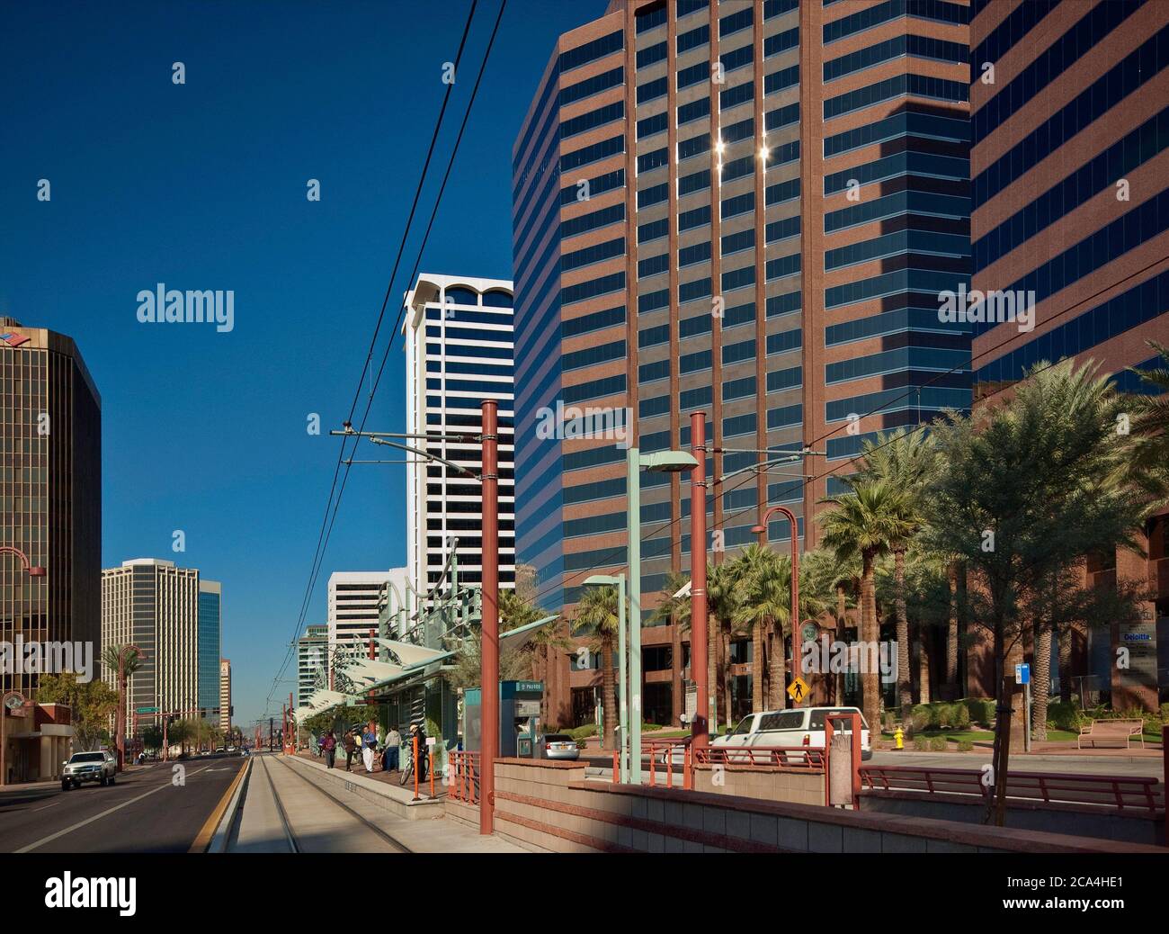 Phoenix Metro Light Rail Bahnhofsplattform auf der Central Avenue in Phoenix, Arizona, USA Stockfoto