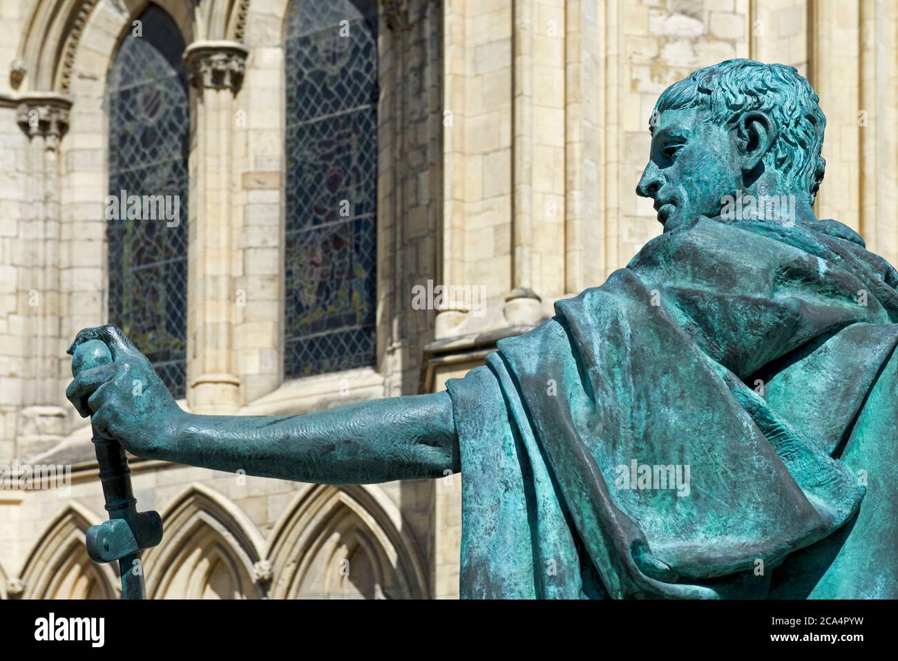 Statue von Kaiser Konstantin, York, North Yorkshire, England Großbritannien Stockfoto