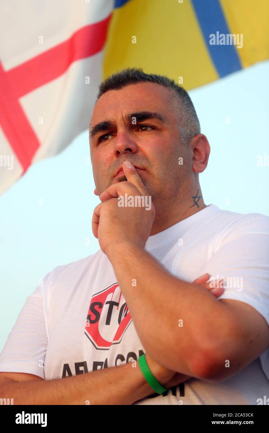 Ferrara, 3. August 2017. Nicola ÒNaomoÓ Lodi, Vizebürgermeister von Ferrara und Politiker der Lega-Partei in Ferrara, Italien. Bild: Filippo Rubin / Alamy Stockfoto