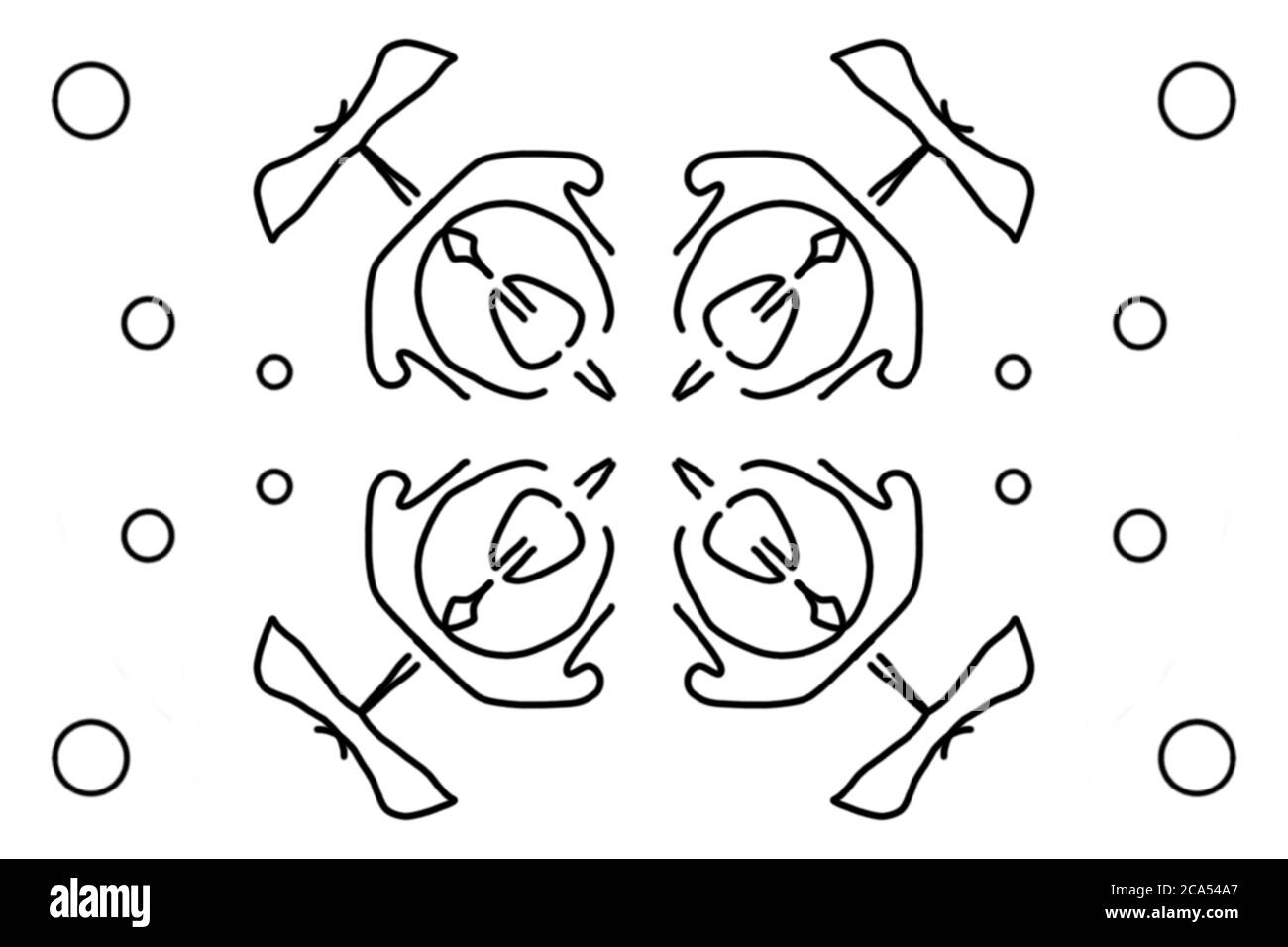 Schwarz-weiße Illustration für Verpackung, Tapete, Stoff, Textil, Kleid und Shirt-Design Stockfoto