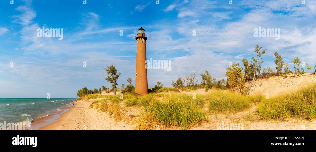 Blick auf Leuchtturm, Little Sable, Mears, Michigan, USA Stockfoto
