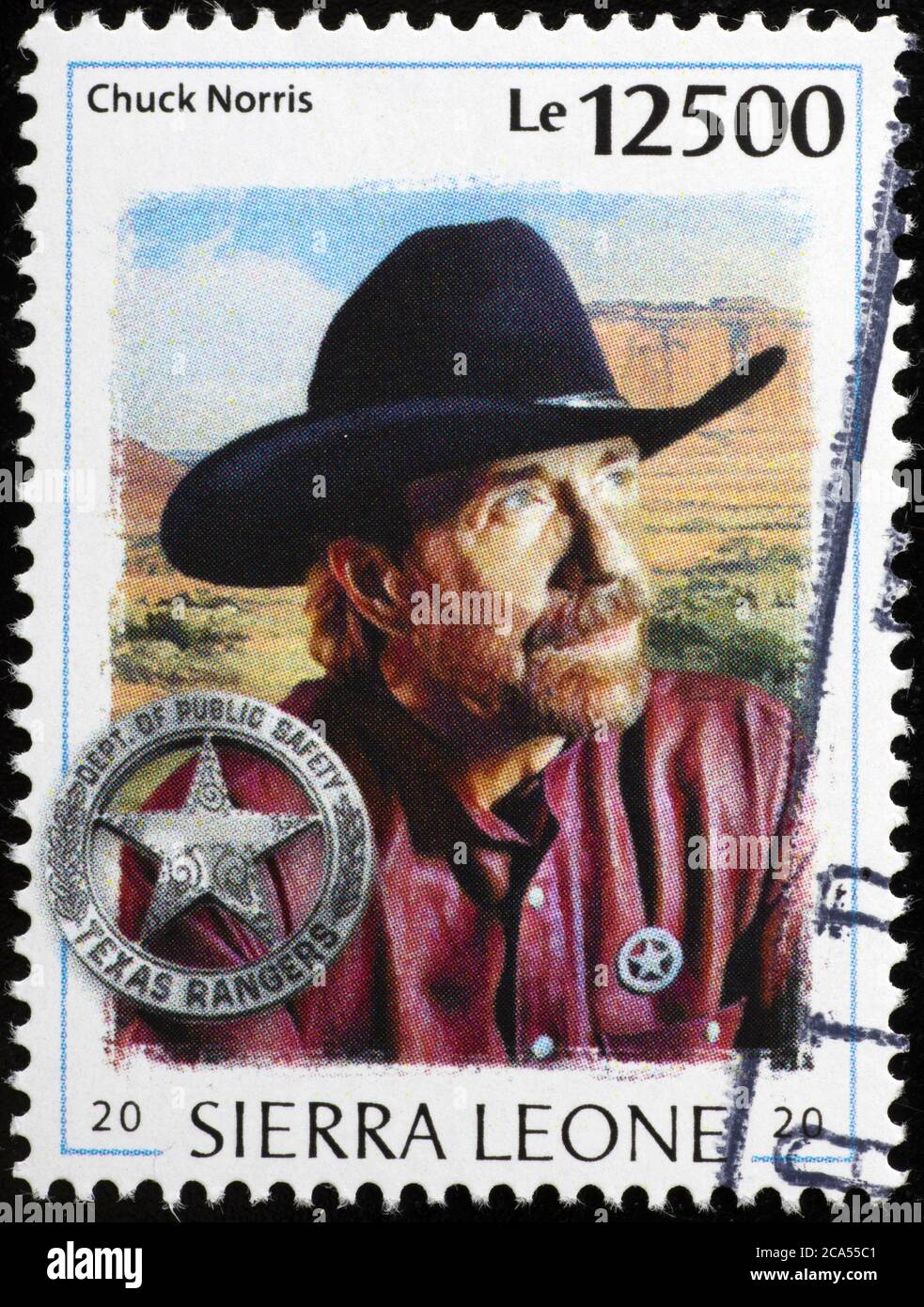 Chuck Norris als Texas Ranger auf Briefmarke Stockfoto