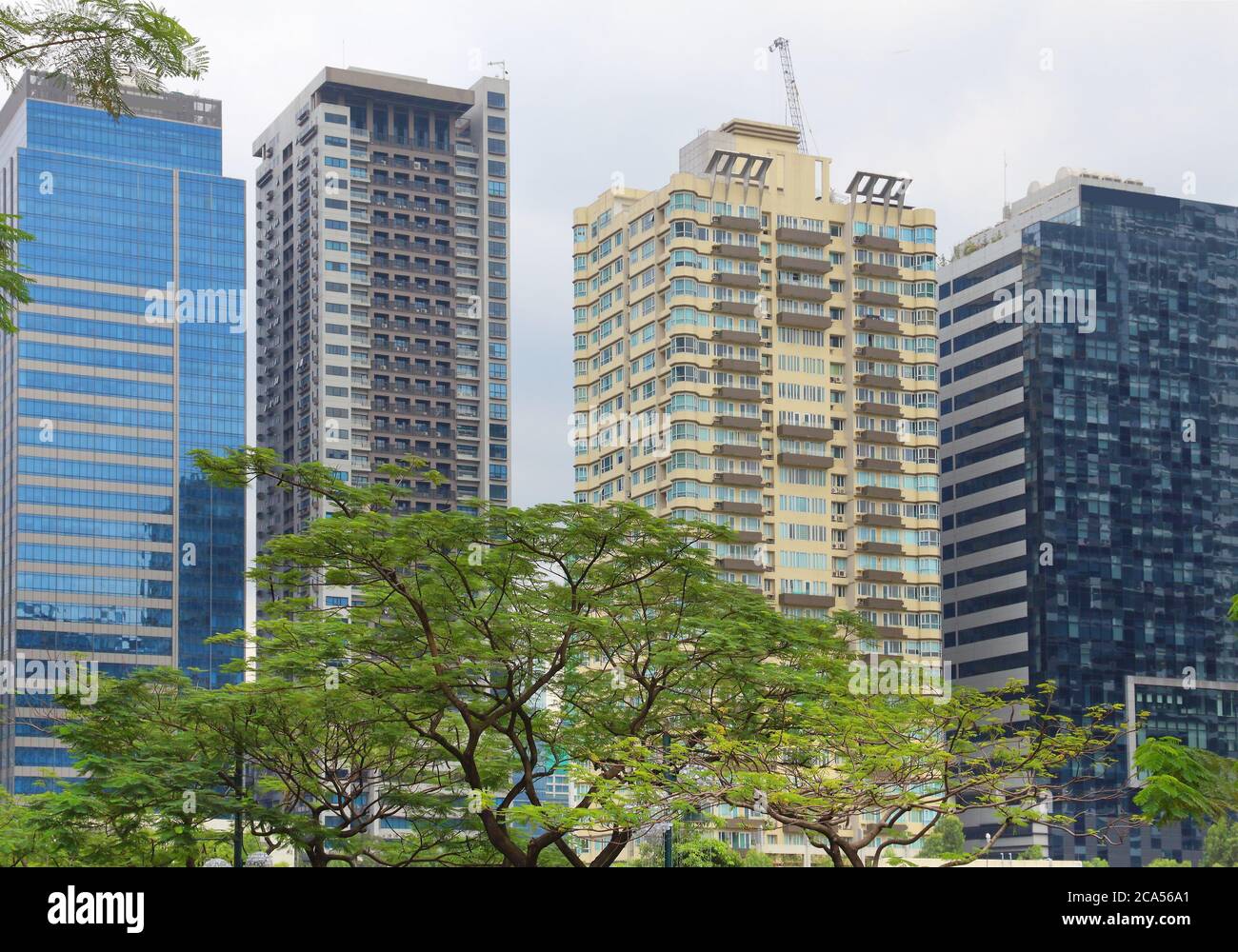 Skyline des Bonifacio Global City Distrikts in Taguig, Greater Manila, Philippinen. Stockfoto