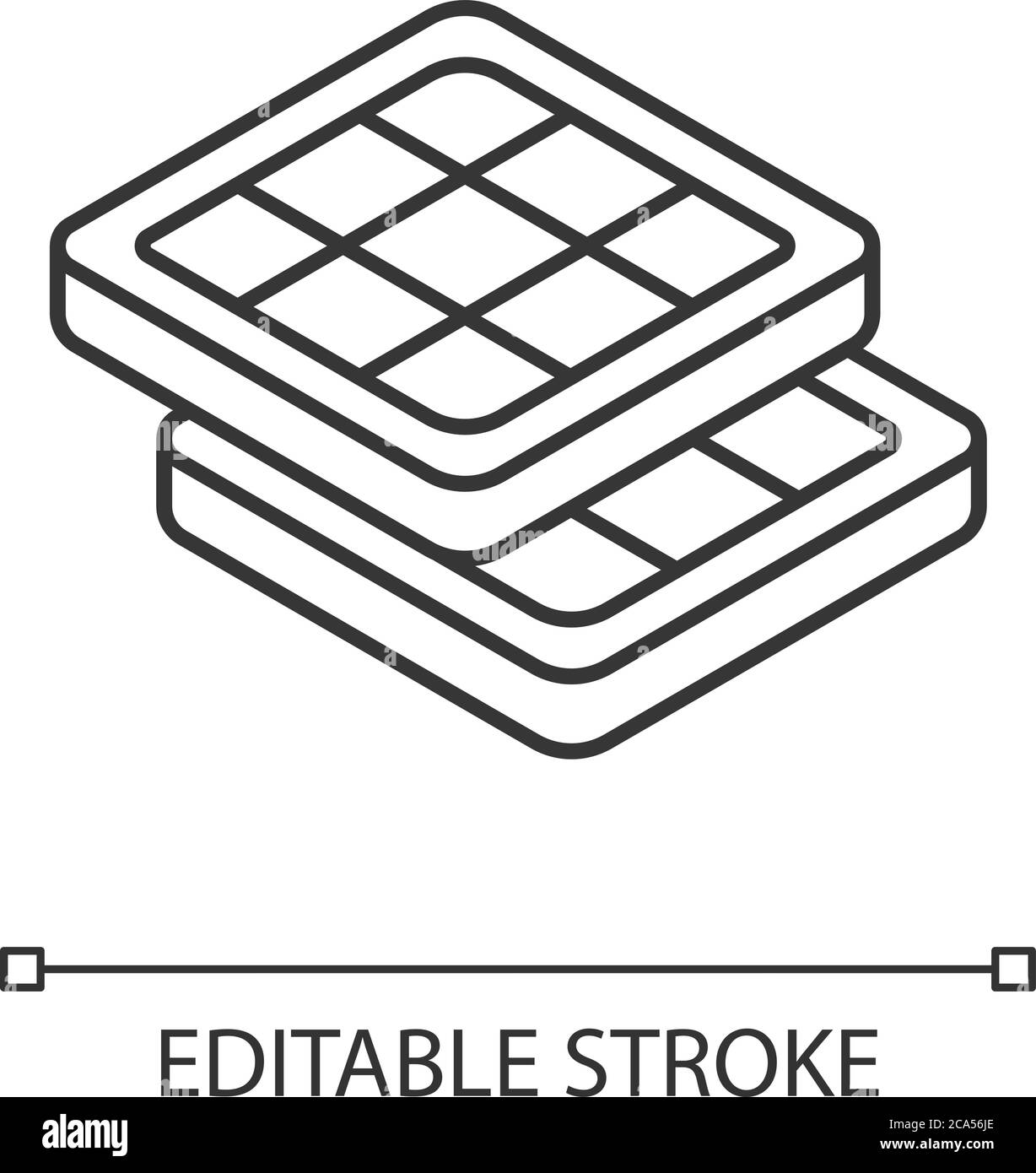 Belgische Waffeln lineare Ikone. Authentische europäische Küche. Brüsseler und Liege Waffel mit tiefen Taschen. Dünne Linie anpassbare Illustration. Kontursymbol Stock Vektor