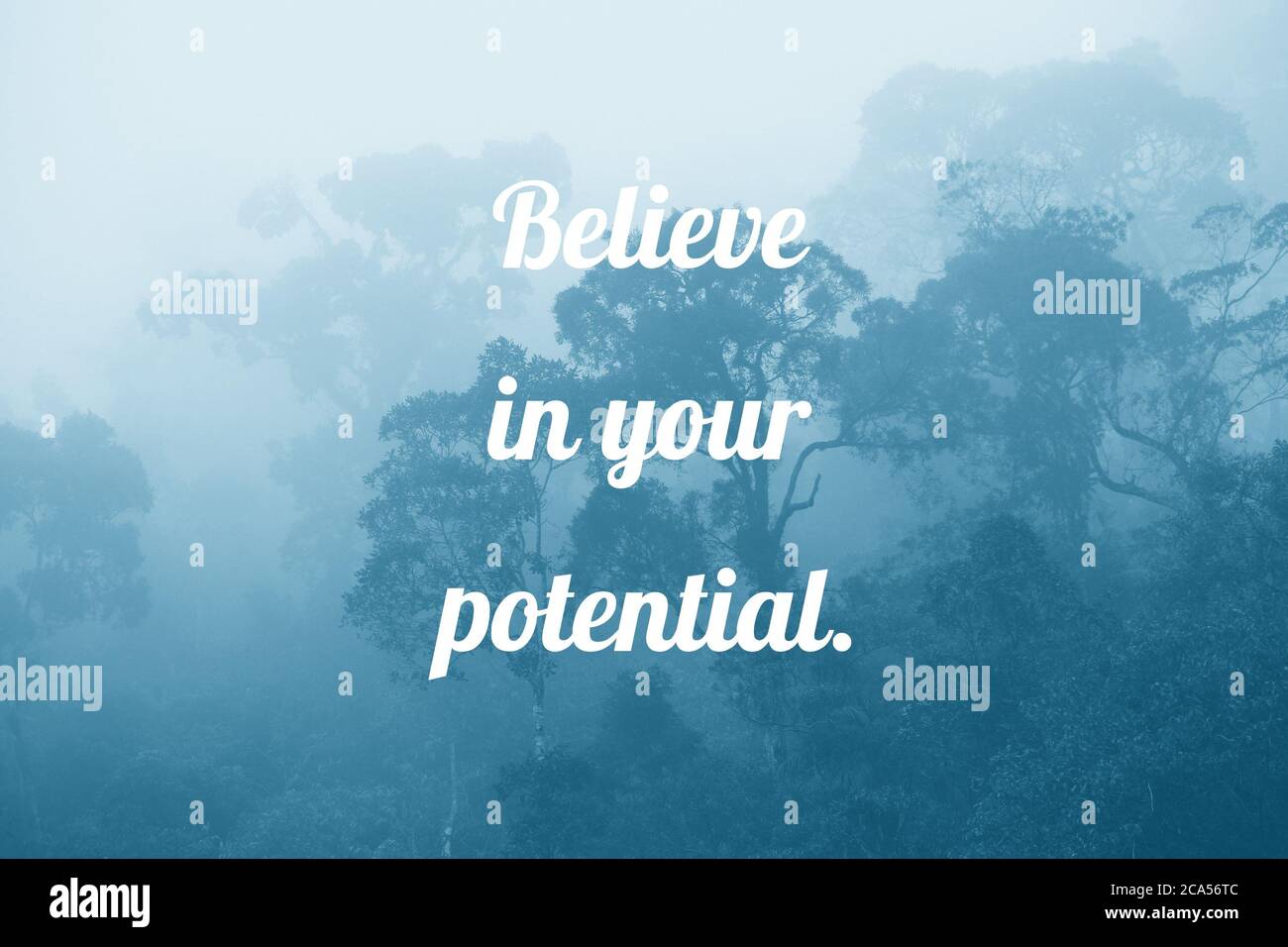 Glauben Sie an Ihr Potenzial - inspirierender Text. Motivationsschild oder Poster. Stockfoto