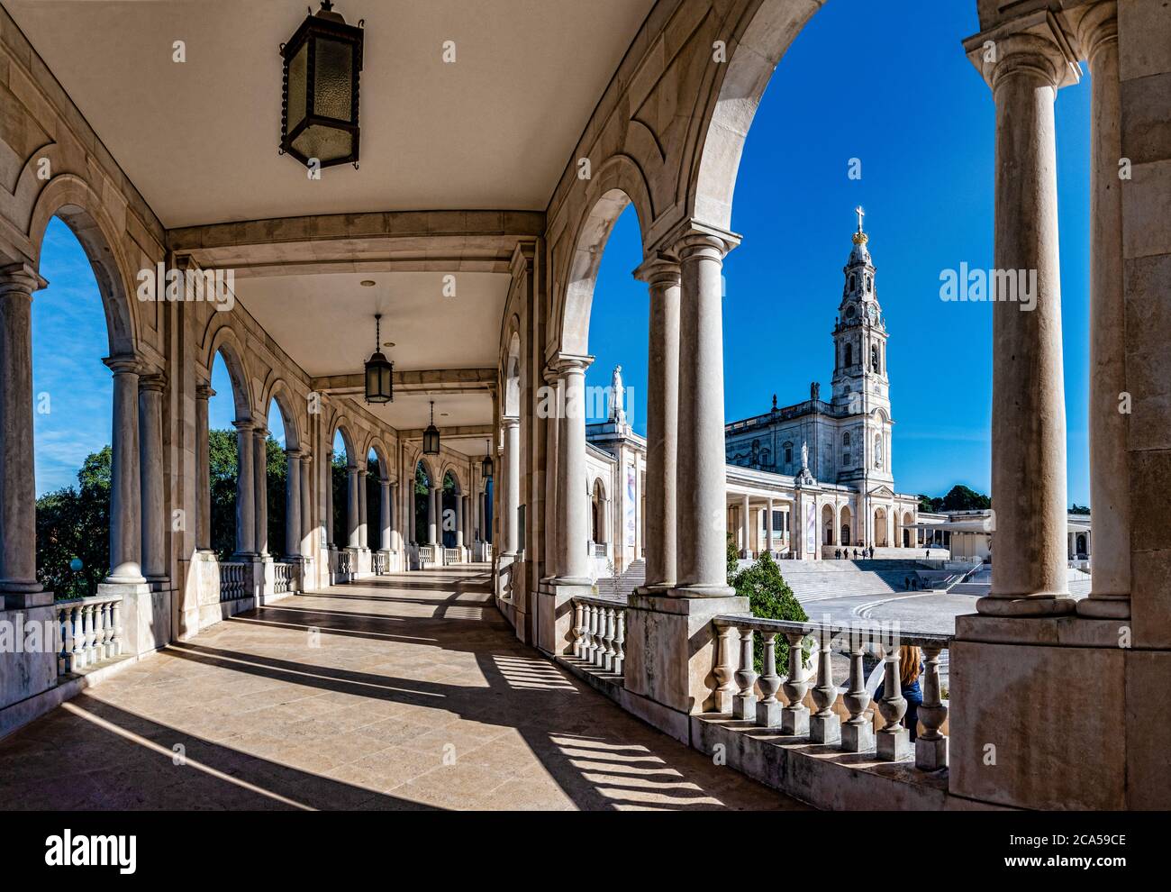 Blick auf das Heiligtum unserer Lieben Frau von Fatima, Fatima, Portugal Stockfoto
