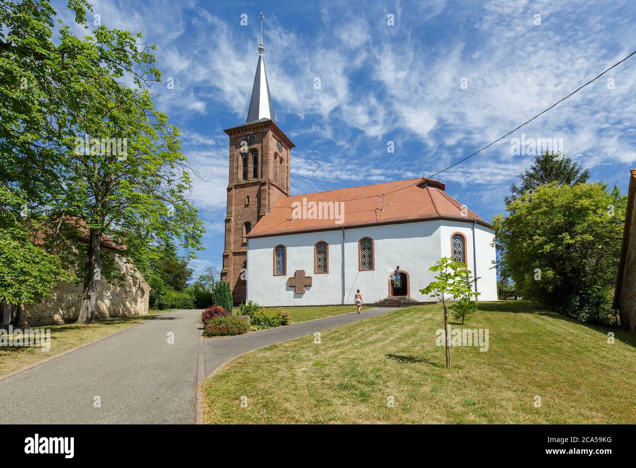 Frankreich, Bas Rhin, Nordvogesen natürlichen regionalen Park, Hunspach, markiert eines der schönsten Dörfer in Frankreich, Lieblingsdorf der franzosen Stockfoto