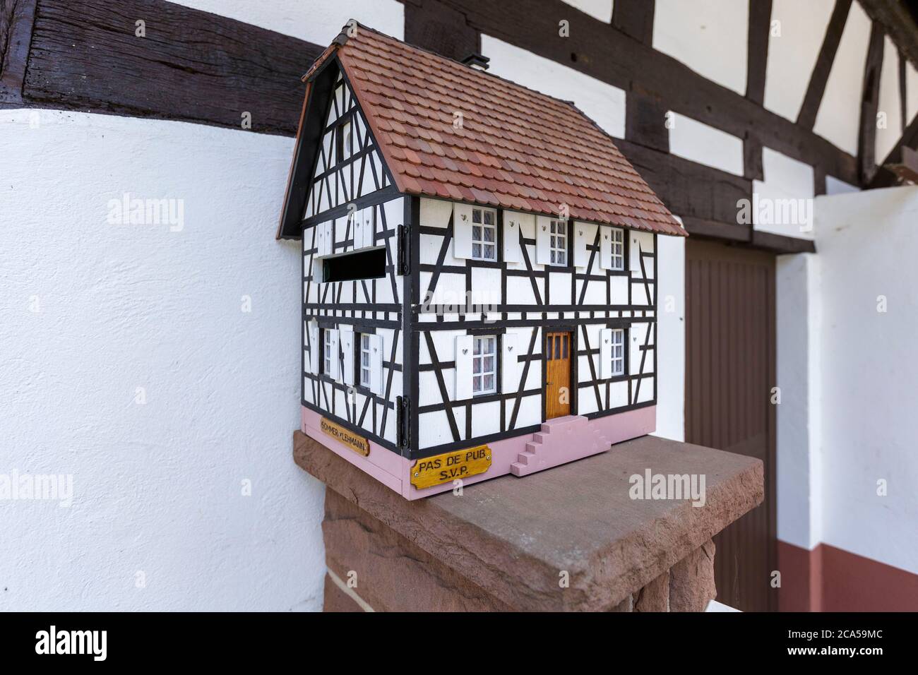 Frankreich, Bas Rhin, Nordvogesen natürlichen regionalen Park, Hunspach, markiert eines der schönsten Dörfer in Frankreich, Lieblingsdorf der franzosen Stockfoto