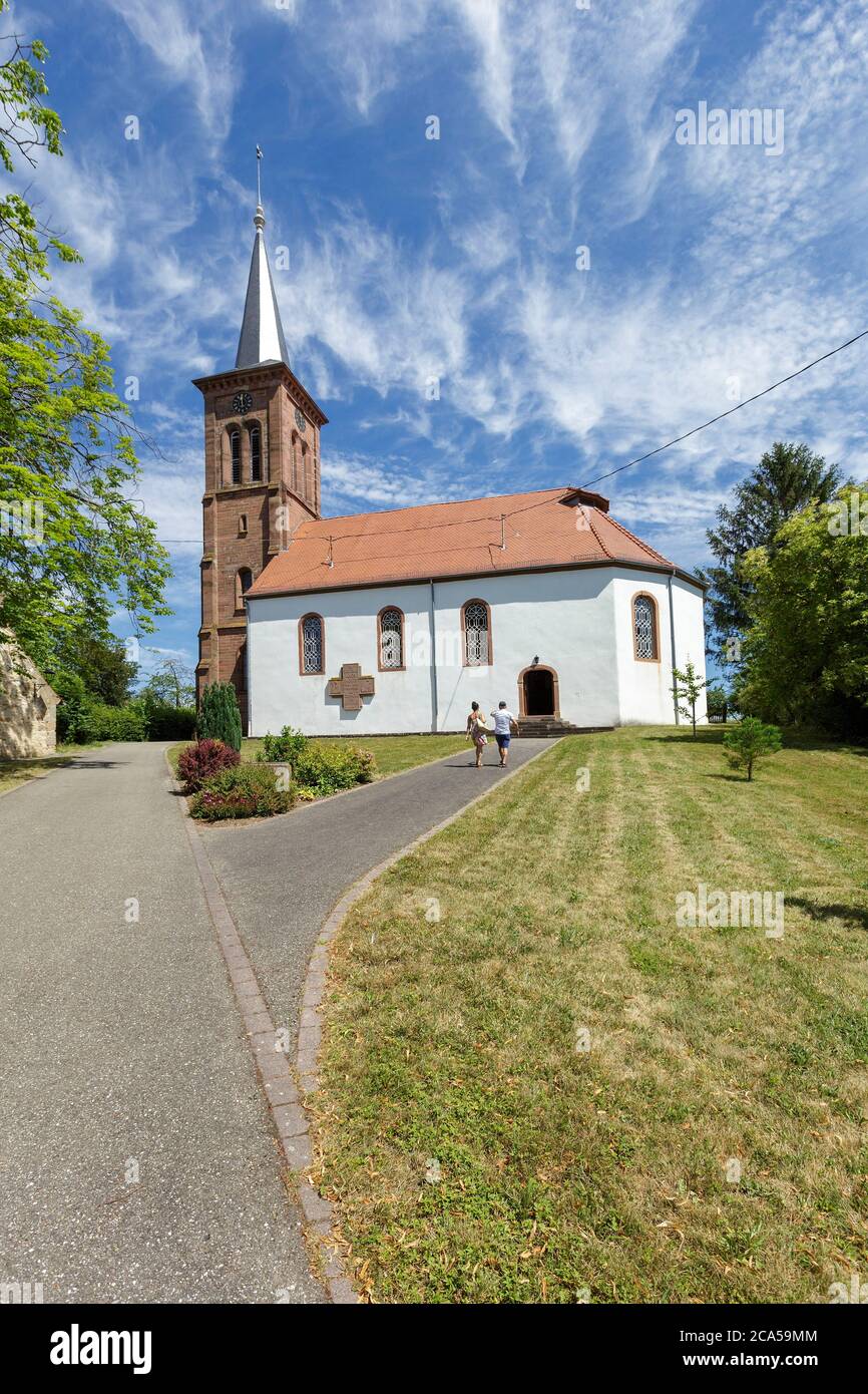 Frankreich, Bas Rhin, Nordvogesen natürlichen regionalen Park, Hunspach, markiert eines der schönsten Dörfer in Frankreich, Lieblingsdorf der franzosen Stockfoto