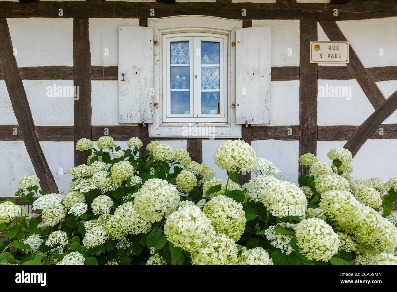 Frankreich, Bas Rhin, Nordvogesen natürlichen regionalen Park, Hunspach, markiert eines der schönsten Dörfer in Frankreich, Lieblingsdorf der franzosen Stockfoto