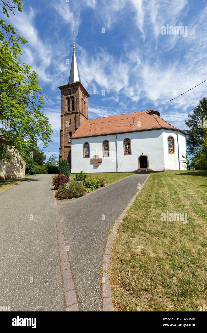 Frankreich, Bas Rhin, Nordvogesen natürlichen regionalen Park, Hunspach, markiert eines der schönsten Dörfer in Frankreich, Lieblingsdorf der franzosen Stockfoto