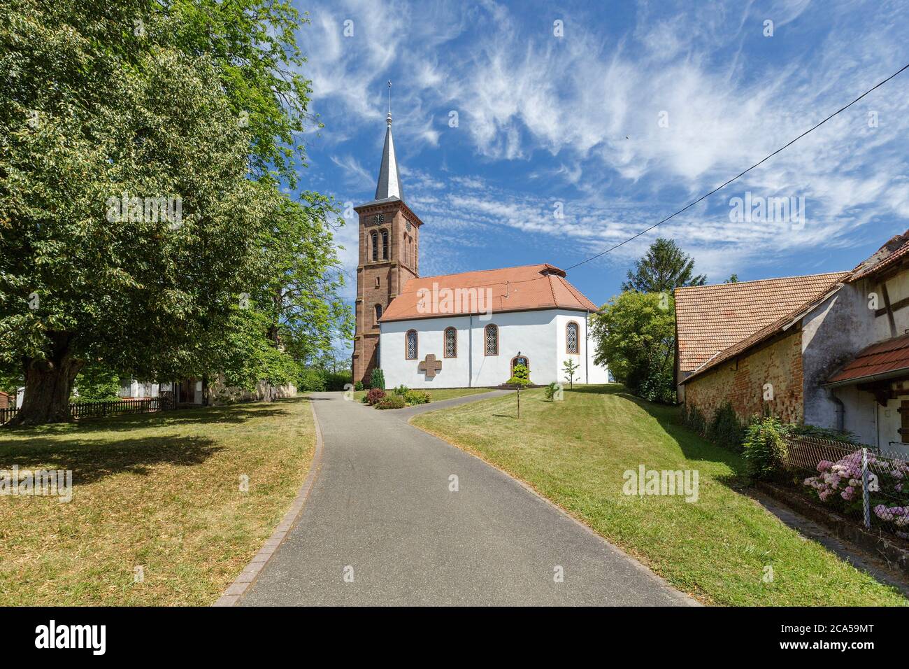 Frankreich, Bas Rhin, Nordvogesen natürlichen regionalen Park, Hunspach, markiert eines der schönsten Dörfer in Frankreich, Lieblingsdorf der franzosen Stockfoto