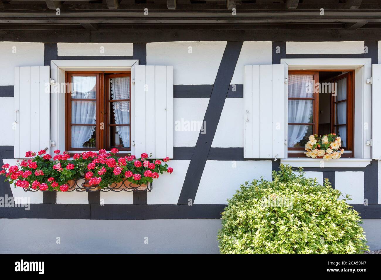 Frankreich, Bas Rhin, Nordvogesen natürlichen regionalen Park, Hunspach, markiert eines der schönsten Dörfer in Frankreich, Lieblingsdorf der franzosen Stockfoto