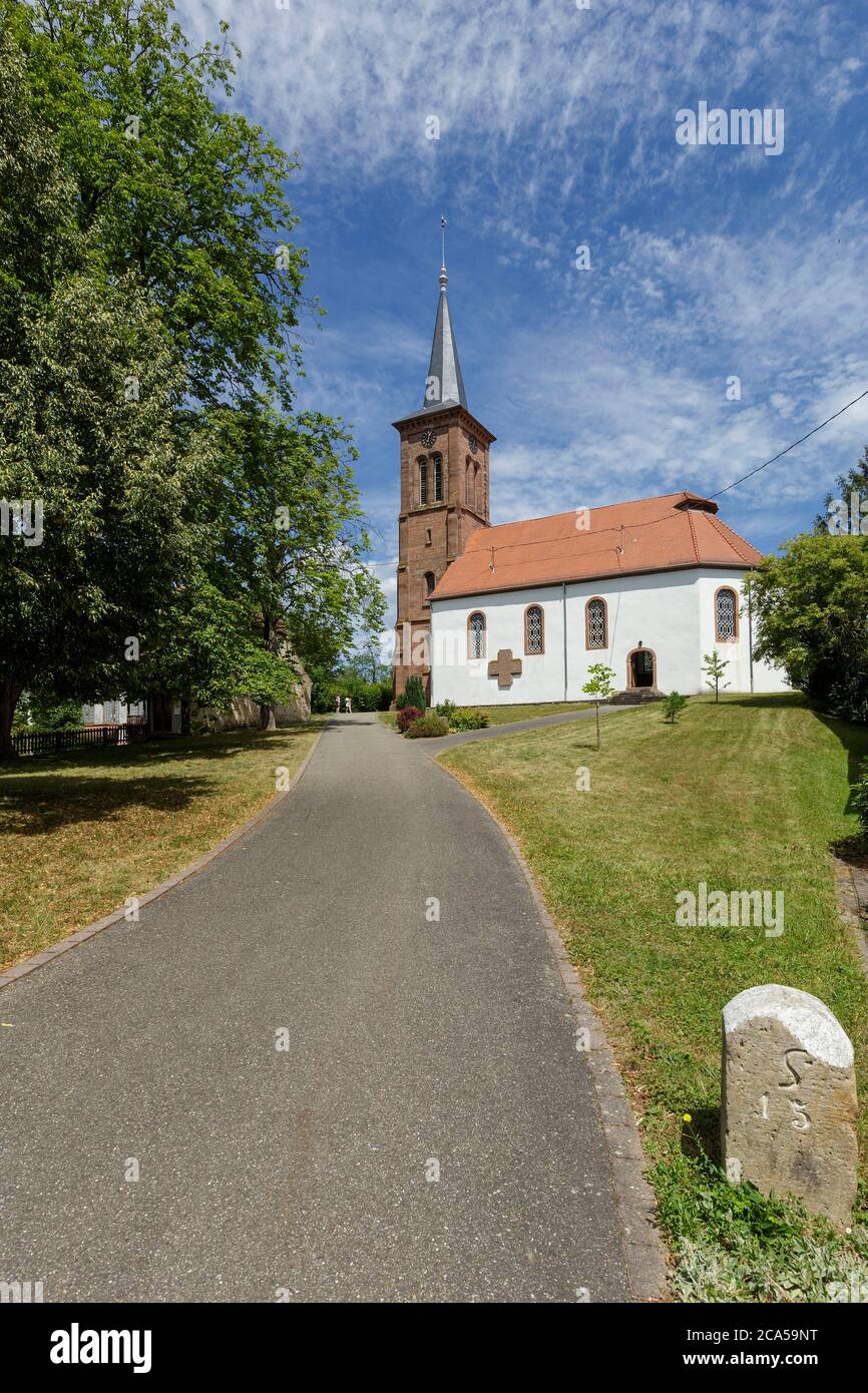 Frankreich, Bas Rhin, Nordvogesen natürlichen regionalen Park, Hunspach, markiert eines der schönsten Dörfer in Frankreich, Lieblingsdorf der franzosen Stockfoto