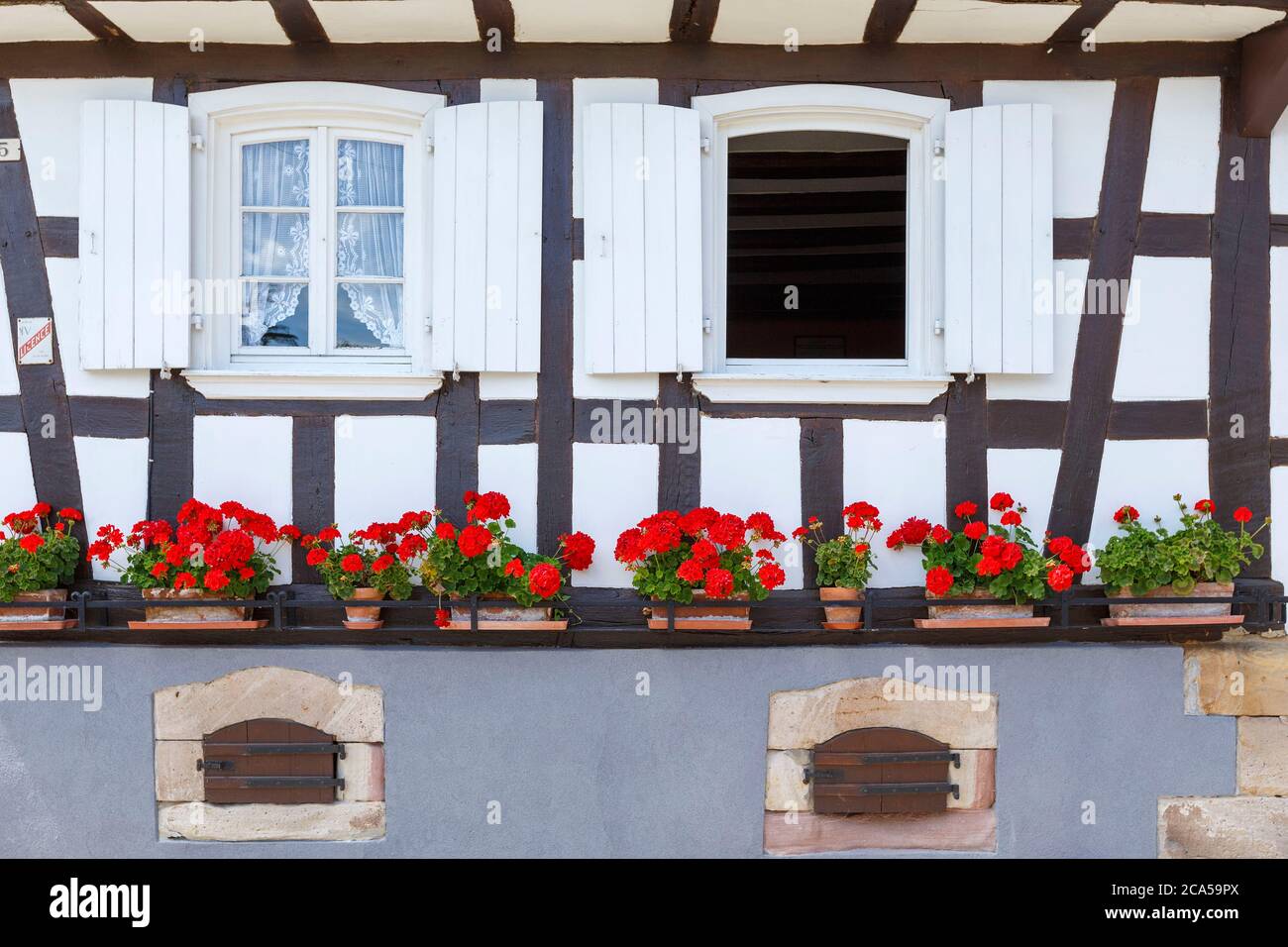 Frankreich, Bas Rhin, Nordvogesen natürlichen regionalen Park, Hunspach, markiert eines der schönsten Dörfer in Frankreich, Lieblingsdorf der franzosen Stockfoto