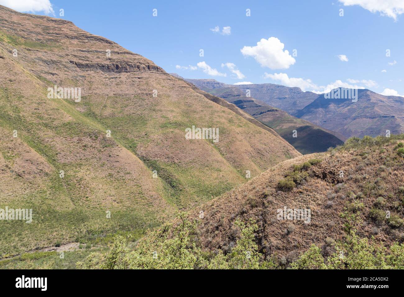 Landschaft im wunderschönen Tsehlanyane Nationalpark, Leribe Bezirk, Königreich Lesotho, Südafrika Stockfoto