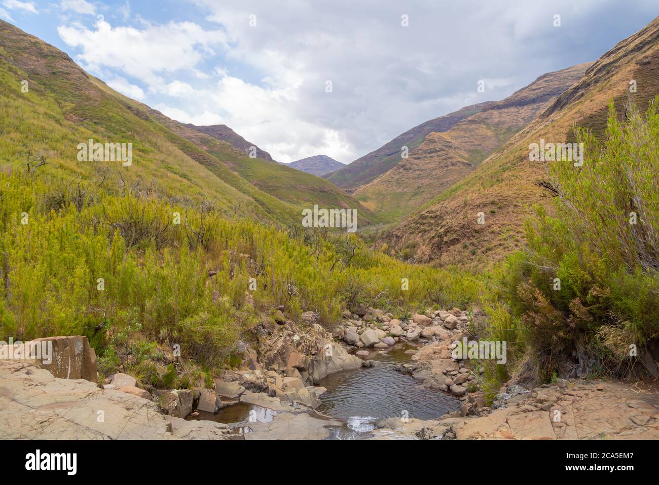 Hlotse River im Tsehlanyane Nationalpark, Leribe Distrikt, Königreich Lesotho, Südafrika Stockfoto