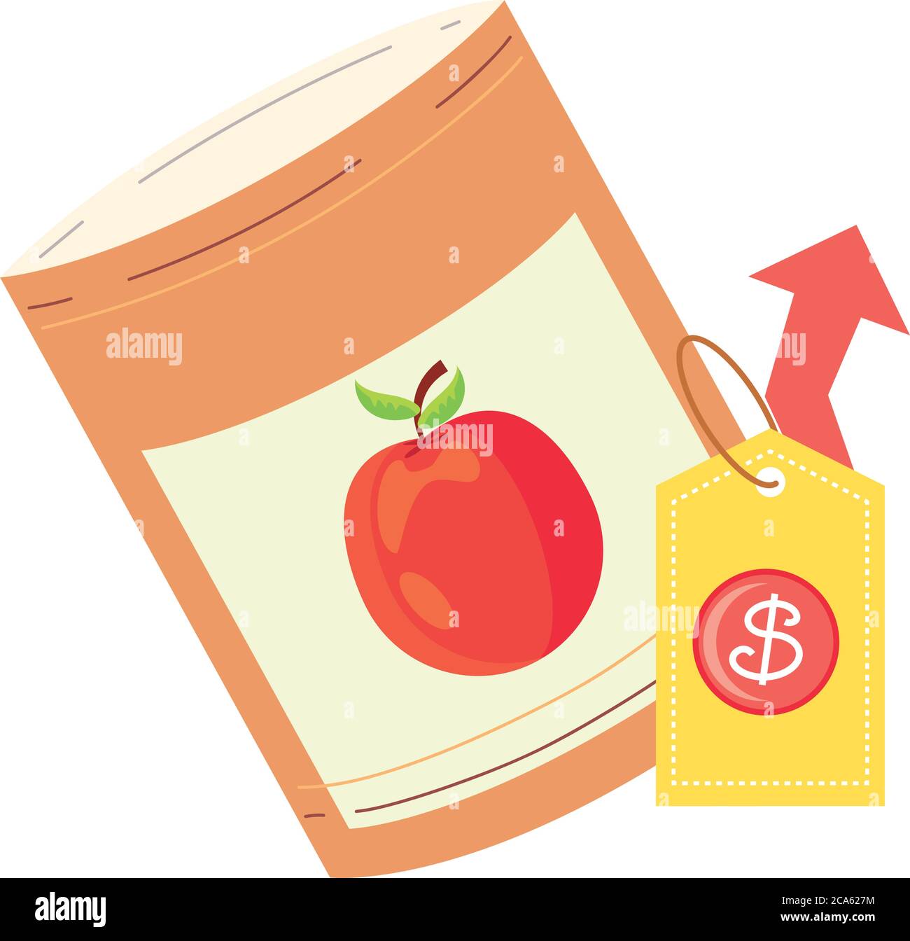 Konserven Lebensmittelpreis erhöhen Cartoon Vektor Illustration Design Stock Vektor