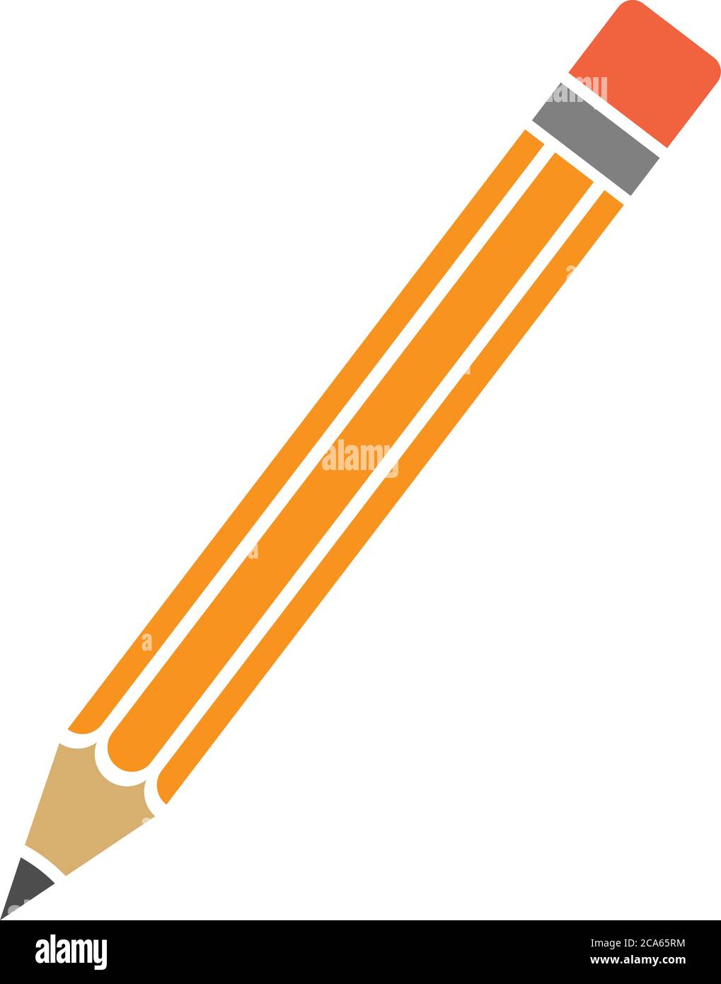 Orangefarbener Bleistift mit Radiergummi-Symbol oder Symbolvektordarstellung Stock Vektor