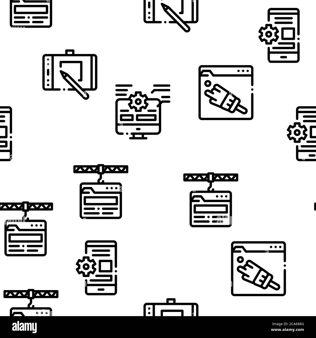 Front-End-Entwicklung Nahtloses Muster Vektor Stock Vektor