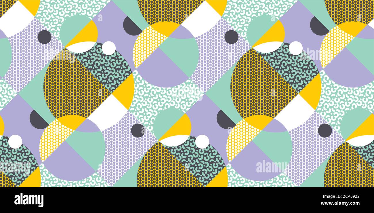 90s Vibes Pale Farbe Geometrie nahtlose Muster für Hintergrund, Stoff, Textil, Wrap, Oberfläche, Web-und Print-Design. Dynamischer sportlicher Chaos Vektor rappo Stock Vektor