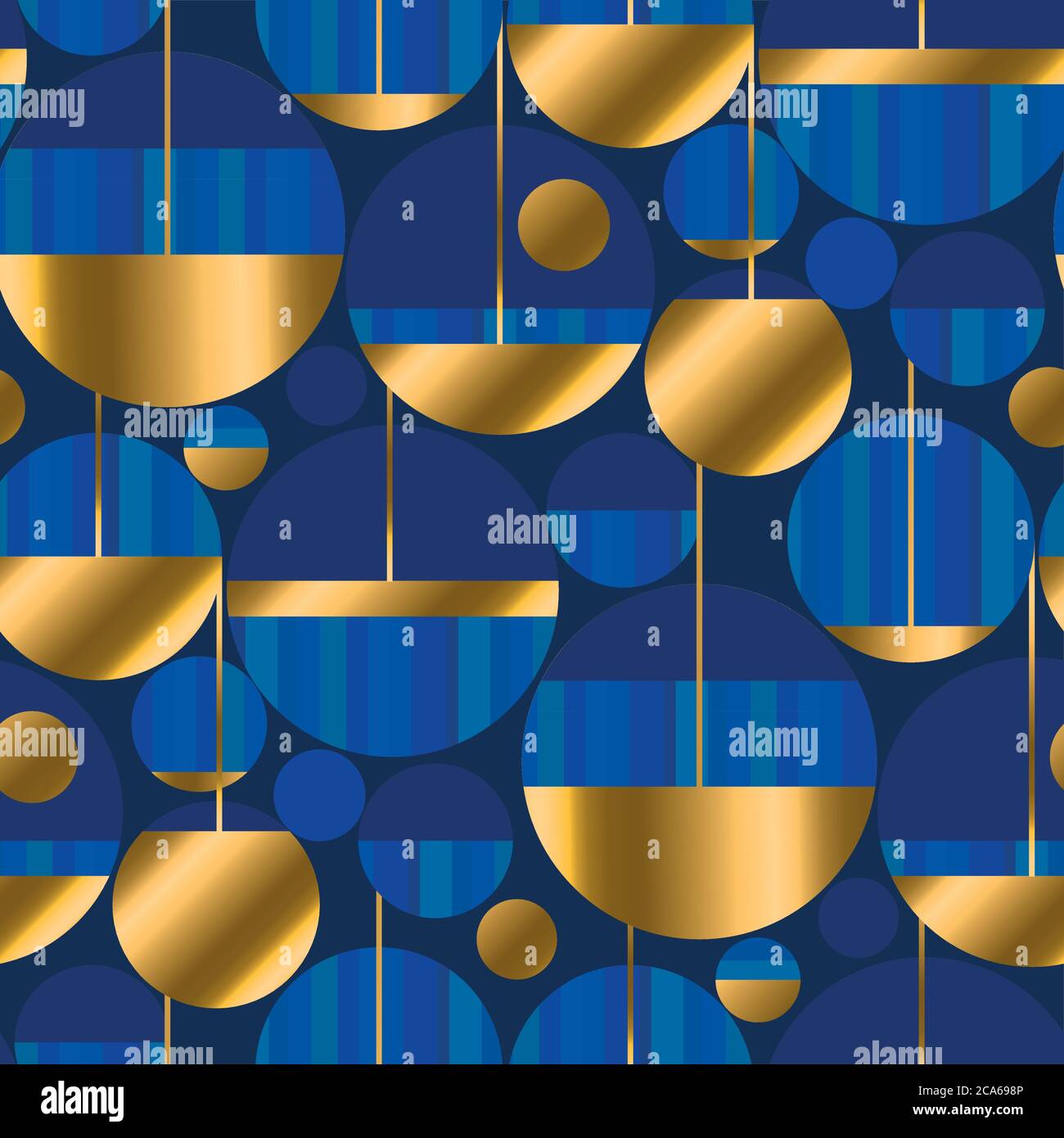 Runde Formen Nahtloses Muster in klassischen tiefblauen Farben. Retro Luxus Stil wiederholbare Motiv für Stoff, Textil, Wrap, Oberfläche, Tapete, Web und Stock Vektor