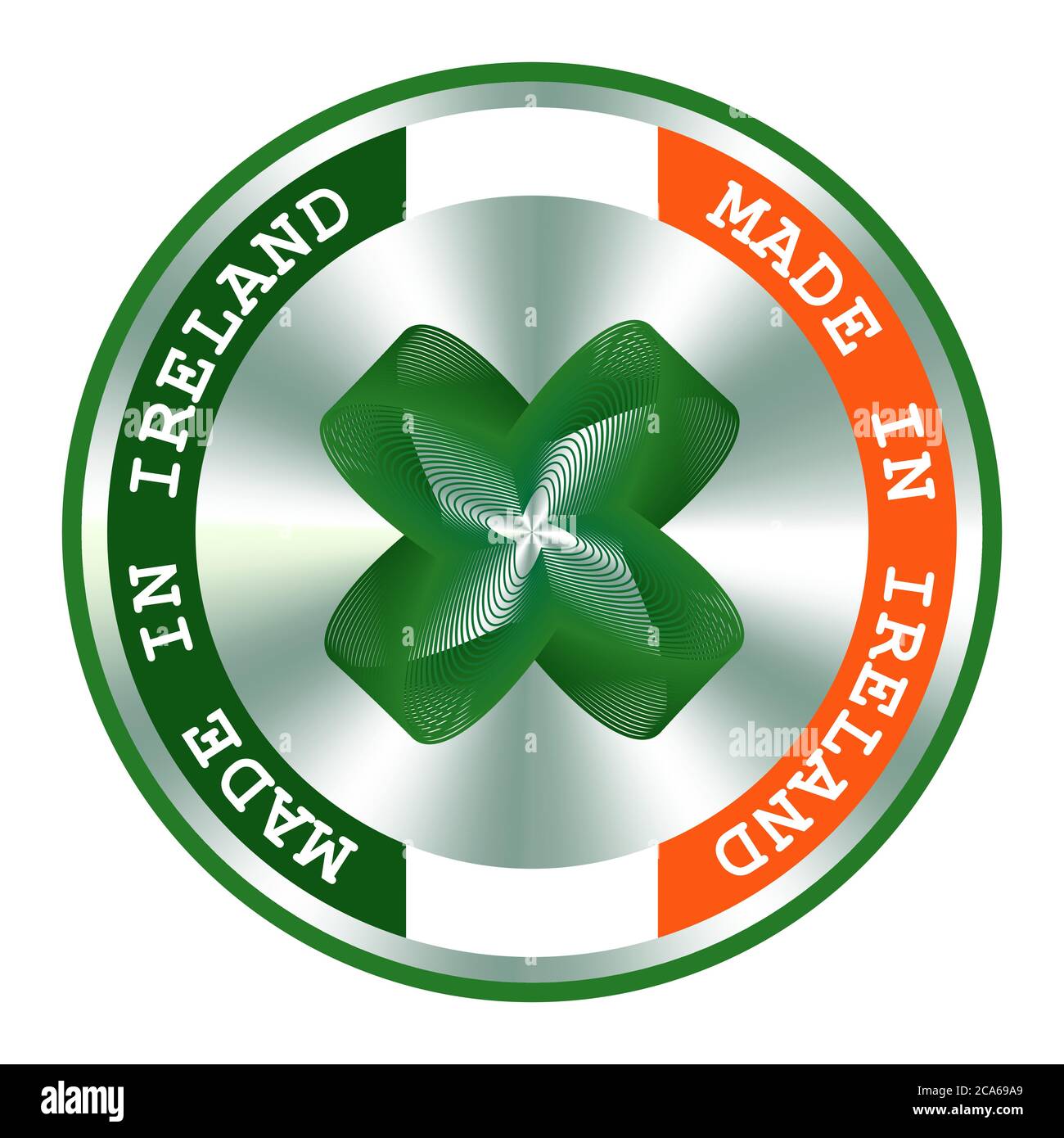 Hergestellt in Irland Siegel oder Stempel. Rundes Hologramm-Schild für Etikettendesign und nationale Vermarktung in Irland. Lokales Produktionszeichen Stock Vektor